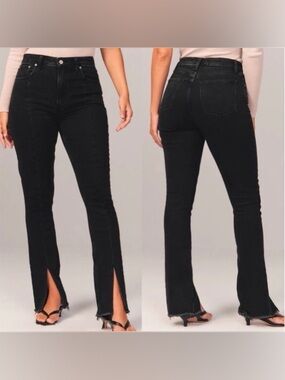 Abercrombie Simone high rise black jeans with split hem size 26 / 2R